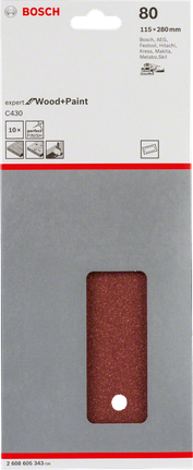 Fogli abrasivi Bosch C430 115×280mm confezione da 10.