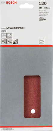 Confezione da 10 fogli abrasivi Bosch C430, grana 120.