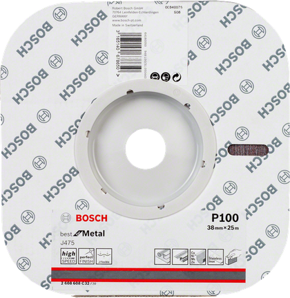 Rotolo di tela abrasiva Bosch J475 P100, 38 mm x 25 m, per metallo.
