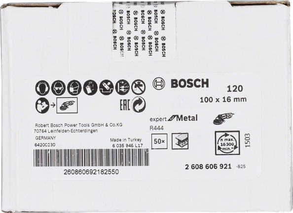 Disco abrasivo in fibra Bosch R444 Expert per metallo, grana 120.
