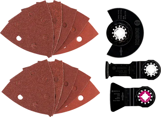 Set di accessori universali Bosch da 13 pezzi per legno e metallo.