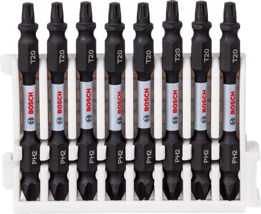 Confezione da 8 punte per cacciavite Impact Control Bosch PH2 T20 da 65 mm.