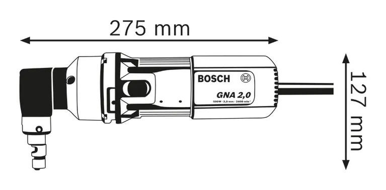 Diagramma delle dimensioni della roditrice.