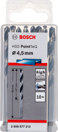 Set di punte elicoidali Bosch HSS PointTeQ da 4,5 mm.