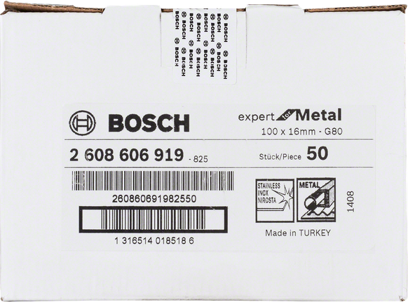 Disco abrasivo in fibra Bosch R444 Expert per metallo, grana 80.