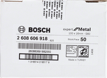 Disco abrasivo in fibra Bosch Expert per metallo, 100 mm, G60, confezione.