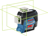 Livella laser Bosch GLL 3-80 CG con raggi verdi.