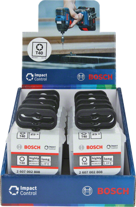 Punte Bosch Impact T40 da 25 mm, confezione da 25 pezzi a lunga durata.