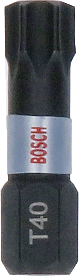 Punta per cacciavite Bosch Impact T40 con attacco esagonale da 25 mm.