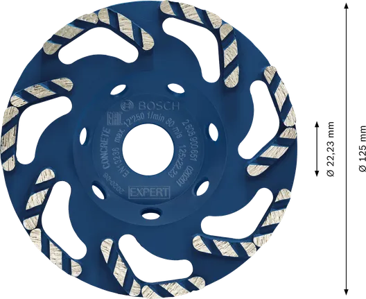 Testa di levigatura diamantata per calcestruzzo Bosch EXPERT 125 mm.