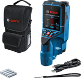 Scanner da parete Bosch D-Tect 200 C con custodia e accessori.