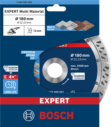 Disco diamantato da taglio Bosch EXPERT Multi Material, 180 mm.