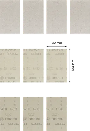 Set di retine abrasive Bosch EXPERT M480, 80x133 mm, grane assortite.