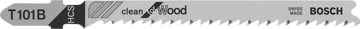 Lama per seghetto alternativo Bosch T101B per un taglio netto del legno.