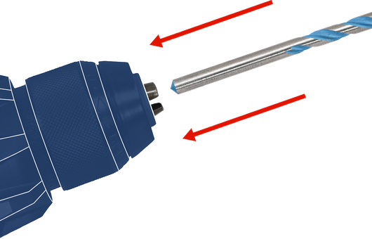 Allineamento della punta del trapano con un mandrino per trapano per l'installazione.