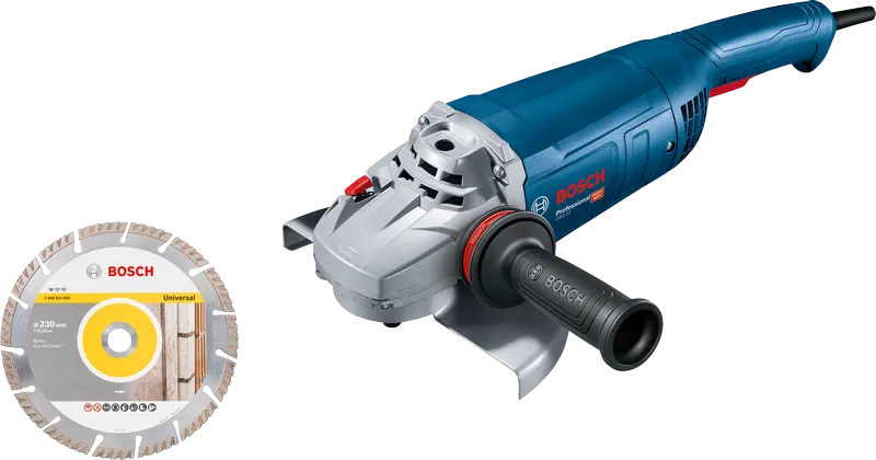 Smerigliatrice angolare Bosch GWS 22-230 J con disco da taglio da 230 mm.
