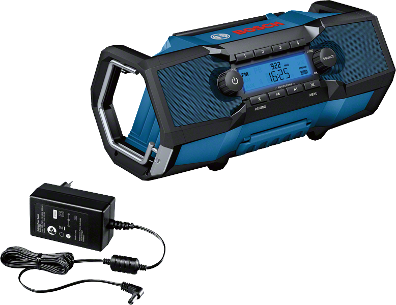 Radio da cantiere Bosch GPB 18V-2 C con caricabatteria.