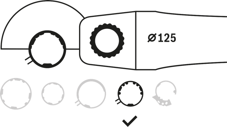 Installazione della protezione combinata 125mm.