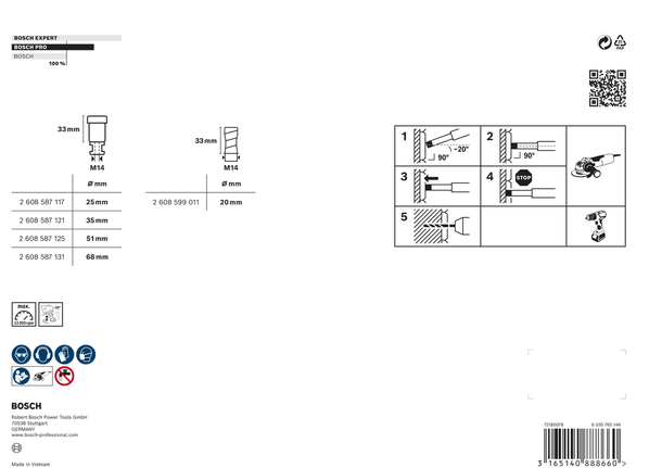 Set di frese a tazza in ceramica Bosch PRO Dry Core Cutter 5 pz.