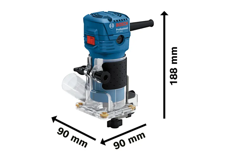 Fresatrice palmare Bosch GLF 55-6, compatta, altezza 188 mm.