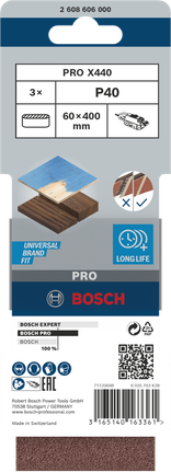 Cinghie abrasive Bosch PRO X440 60 x 400 mm P40, confezione da 3.