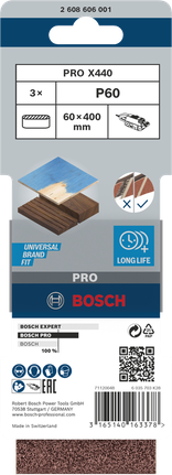 Confezione di nastri abrasivi Bosch PRO X440 60x400mm G60.