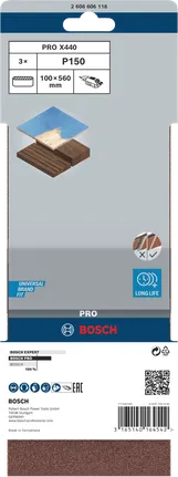 Nastro abrasivo Bosch PRO X440 100x560mm grana 150, confezione da 3.