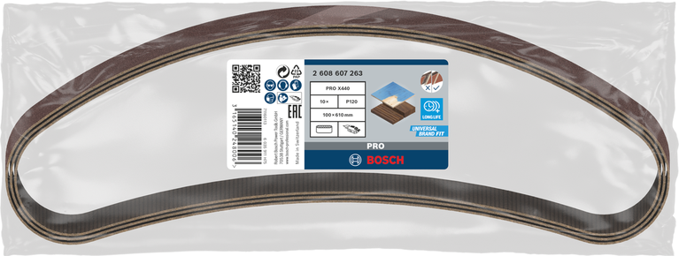 Confezione di nastri abrasivi Bosch PRO X440 100x610mm G120.