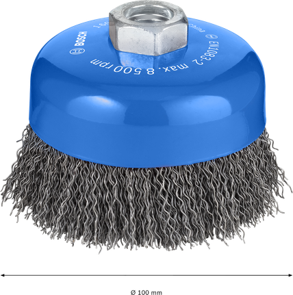 Spazzola a tazza Bosch PRO Metal clean da 100 mm per smerigliatrici angolari.