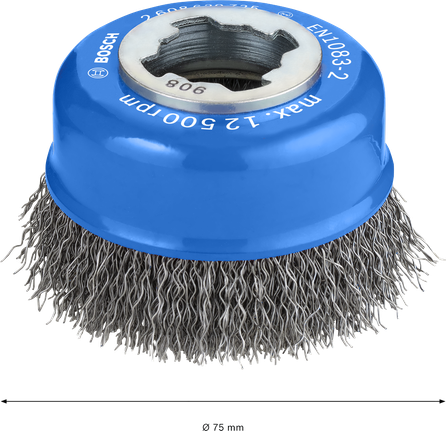 Spazzola a tazza Bosch PRO Metal Clean X-Lock da 75 mm.