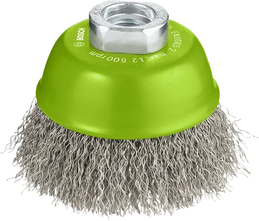 Spazzola a tazza Bosch PRO in acciaio inox da 75 mm.