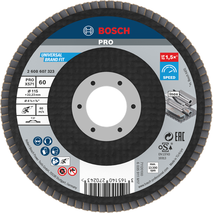 Disco lamellare Bosch PRO X571 115mm G60 per acciaio.