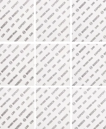 Set di fogli abrasivi manuali Bosch EXPERT W480 Web 1/4, 9 pezzi.