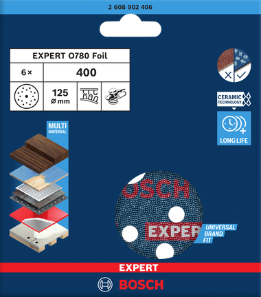 Disco abrasivo Bosch EXPERT O780 Foil 125mm G400.