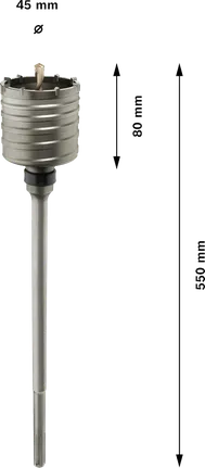 Fresa a tazza Bosch PRO SDS max-5 monoblocco, diametro 45 mm.