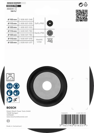 Platorello di supporto morbido Bosch PRO da 125 mm M14 per levigatura.