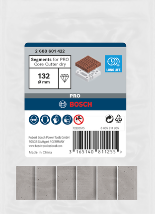 Segmenti asciutti per fresa a tazza PRO Core Cutter Bosch da 132 mm.
