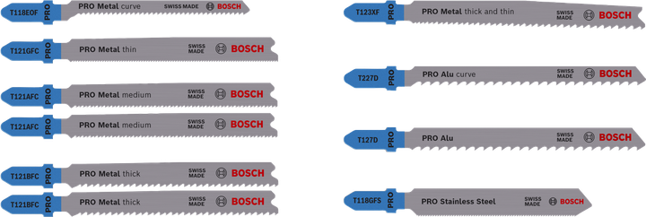 Set di lame per seghetto alternativo Bosch PRO Metal and Alu da 92 mm, 10 pezzi.