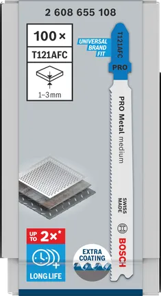 Lame per seghetto alternativo Bosch PRO Metal medie T121AFC 92 mm 100 pz.