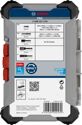 Set di punte per avvitatore a impulsi Bosch PRO da 33 pezzi.