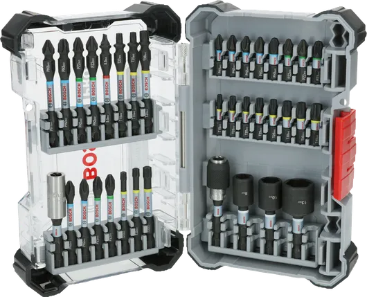 Set di punte per cacciavite a percussione Bosch PRO, confezione da 36 pezzi.