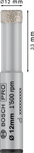 Punta da trapano a secco Bosch PRO in ceramica da 12 mm per forature di precisione.