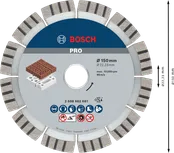 Disco abrasivo diamantato Bosch PRO da 150 mm per il taglio di muratura.