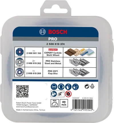 Set da taglio e levigatura Bosch PRO 125×1×22,23 mm X-Lock 5 pz.