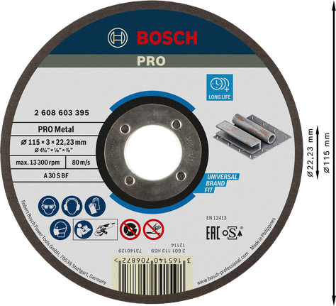 Disco da taglio Bosch PRO Metal-legato da 115 mm per metallo.