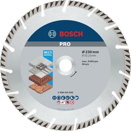 Disco diamantato multimateriale Bosch PRO, 230 mm per il taglio.