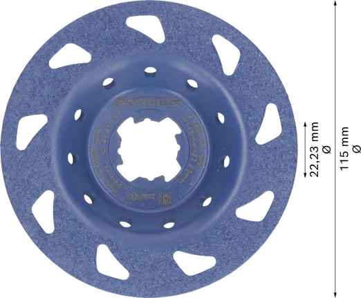 Testa di levigatura in metallo duro multi-materiale Bosch EXPERT fine piatta X-LOCK 115 mm.