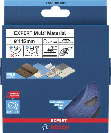 Testa di levigatura in metallo duro multimateriale Bosch EXPERT fine X-LOCK 115 mm.