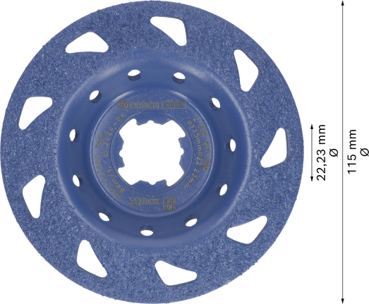 Testa di levigatura in metallo duro multi-materiale Bosch EXPERT fine, inclinata X-LOCK 115 mm.