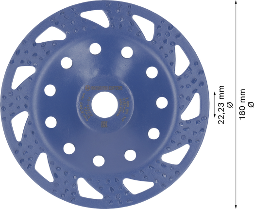 Testa di levigatura in metallo duro multi-materiale Bosch EXPERT, grossa e piatta, 180 mm.